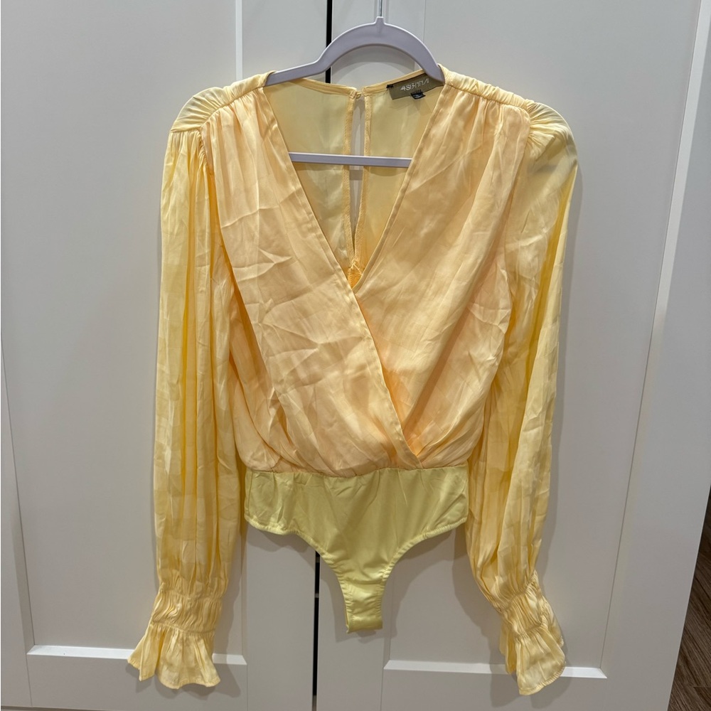 Butter Yellow Long Sleeve Wrap Top